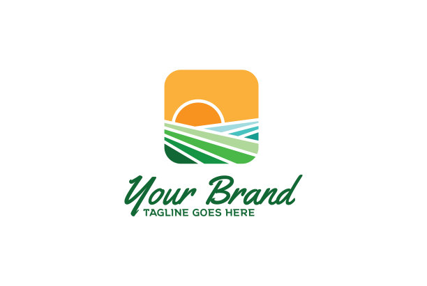 简单的方形日出土地景观为农场或图片下载