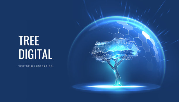 玻璃穹顶作为树木保护在数字未来多边形风格。在农业部门投资的力场概念使经济增长不受环境影响图片下载