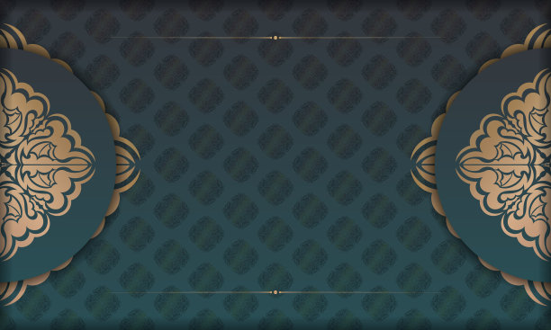 绿色梯度横幅与古黄金图片下载