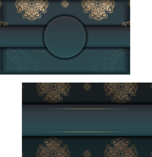 绿色梯度小册子与豪华黄金图案图片下载