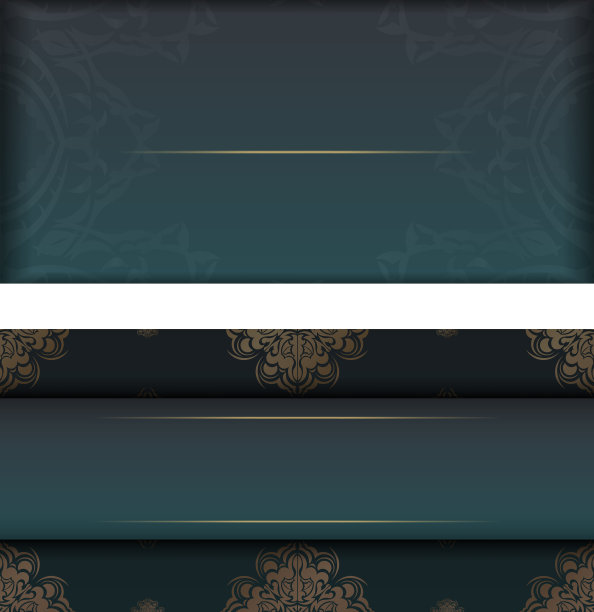 绿色的颜色梯度小册子与复古黄金图片下载