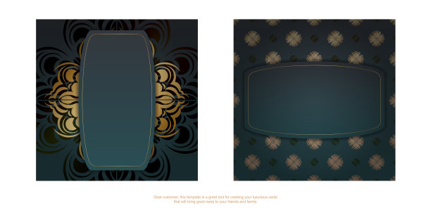 绿色梯度小册子与希腊金图案图片下载