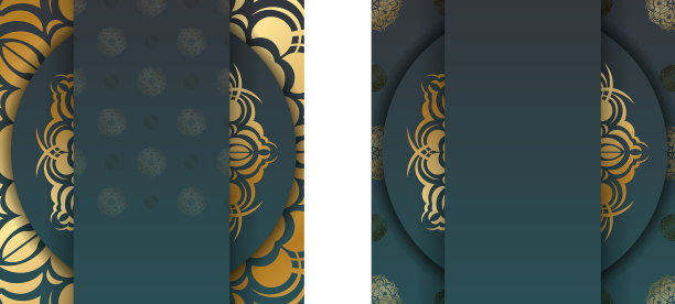 梯度绿色梯度小册子与希腊黄金图片下载