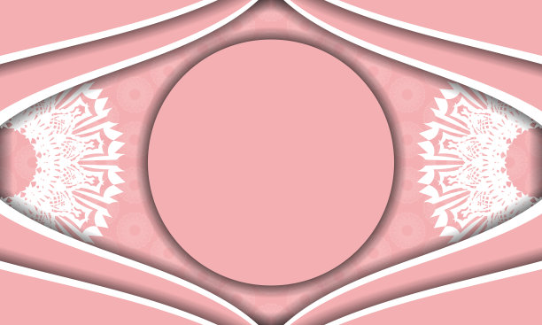 粉红色横幅与抽象的白色装饰和图片下载