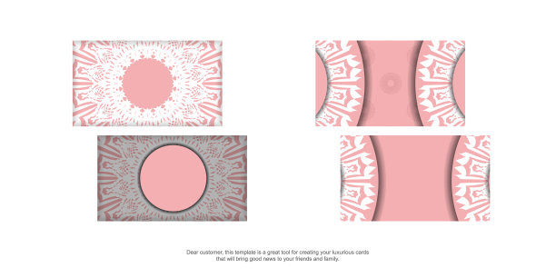 粉红色的名片与复古的白色图案图片下载