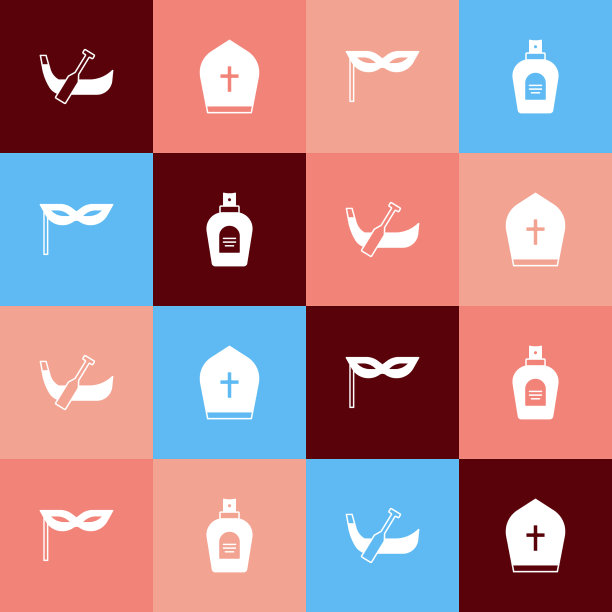 设置波普艺术贡多拉船教皇帽嘉年华面具图片下载