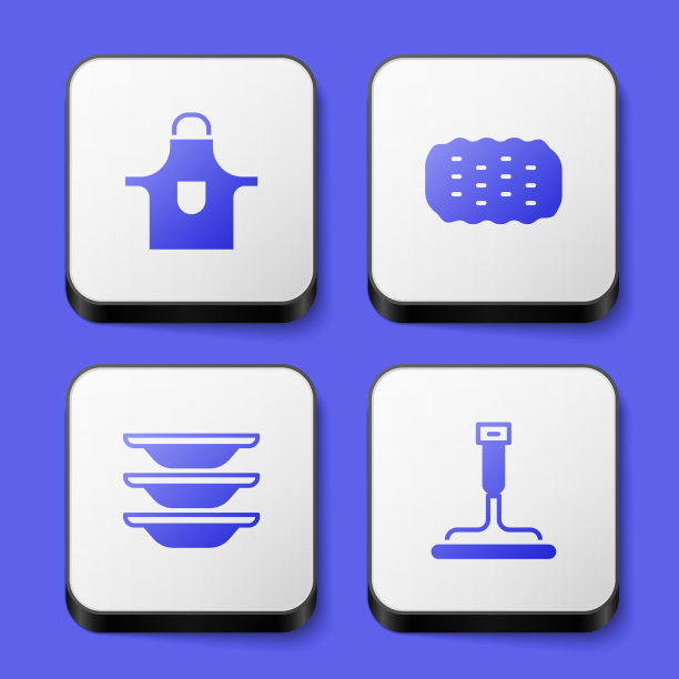 设置厨房围裙和海绵洗碗图片下载