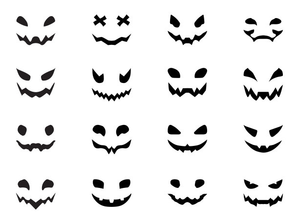 万圣节快乐一套南瓜脸横幅设计图片下载