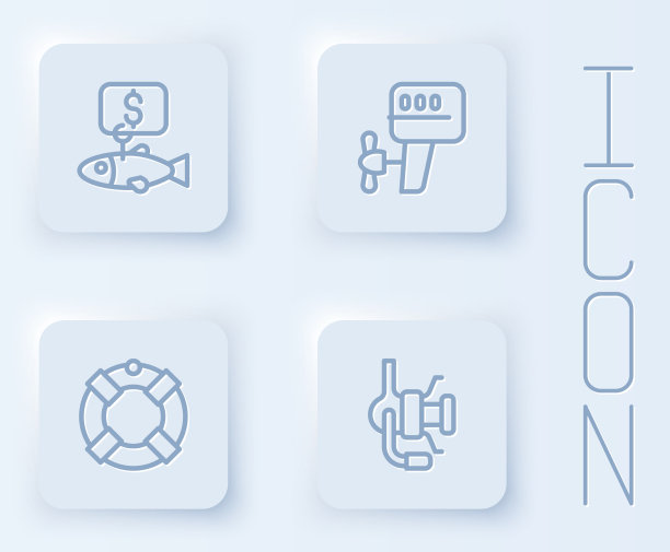 为渔船舷外马达设定线价标签图片下载