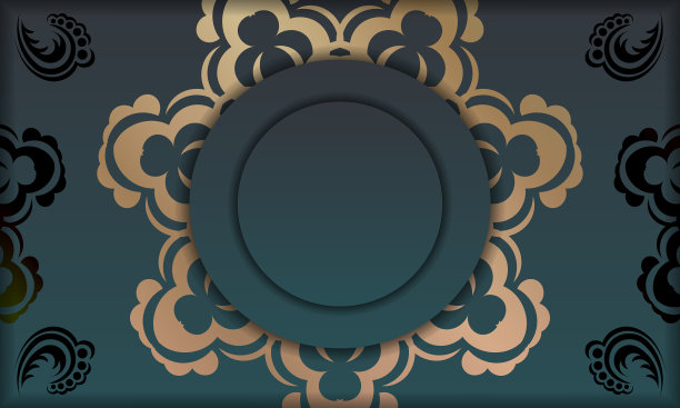 绿色梯度背景与曼荼罗黄金图片下载