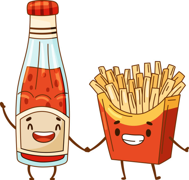 番茄酱瓶子和炸薯条的字符图片下载