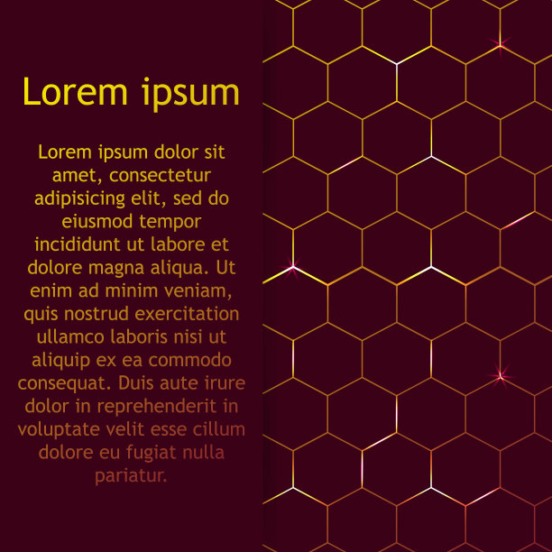 现代技术背景下的蜂房风格。明亮的橙色和黄色从六边形发光。理想的网页横幅，博客，海报，明信片，封面设计。矢量图图片下载