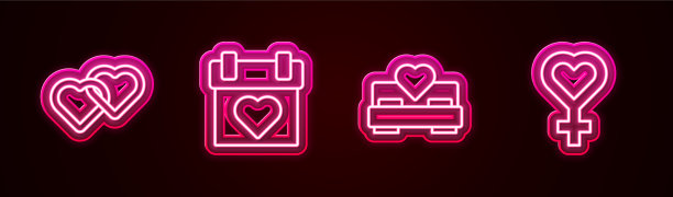 两间卧室的挂历设一行相连的心图片下载