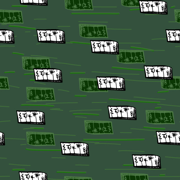 黑色简单的几何图案上的绿色背景为您的无缝设计图片下载