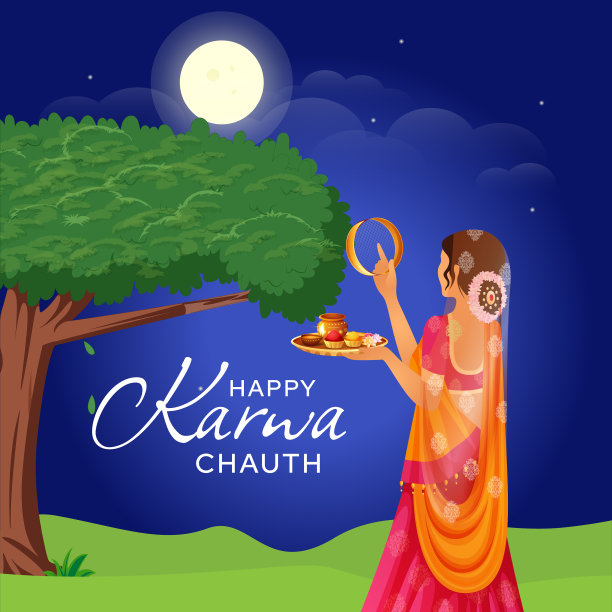 横幅设计的快乐karwa chauth图片下载