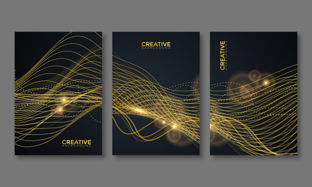 摘要亮色金色波浪线背景设计图片下载