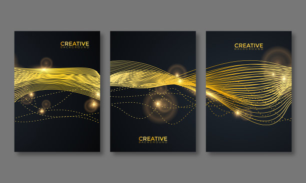 摘要亮色金色波浪线背景设计图片下载