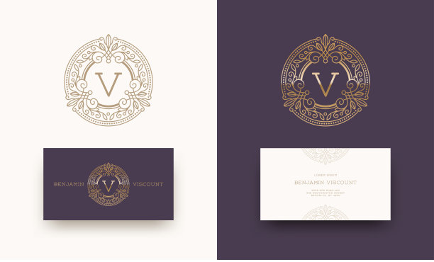 豪华标志与字母组合和名片模板。咖啡厅、商店、专卖店、餐厅、精品店、酒店、纹章、时尚等标识设计。图片下载