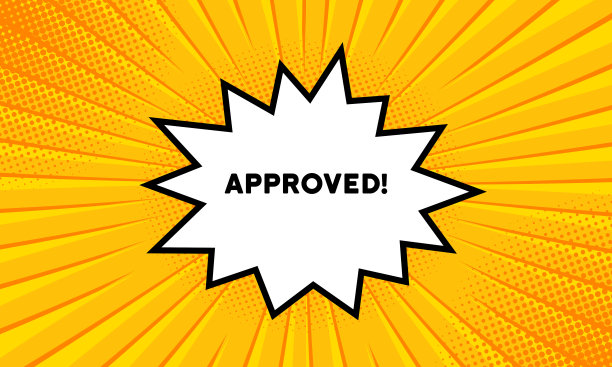 语音泡泡与批准的文本。复古漫画风格。波普艺术风格。矢量线图标的业务和广告图片下载