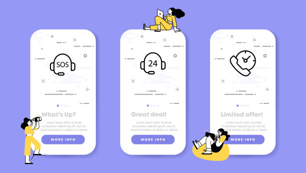 支持服务集图标。互联网，在线，24小时，耳机，帮助，电话，时间，呼叫中心。热线的概念。UI手机应用屏幕。矢量线图标的业务和广告图片下载