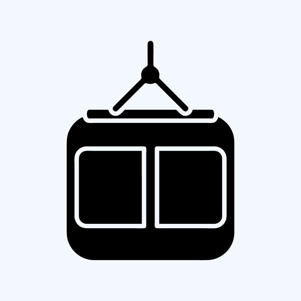 图标缆车。适合教育标志。字形风格。简单的设计可编辑。设计模板向量。简单的说明图片下载