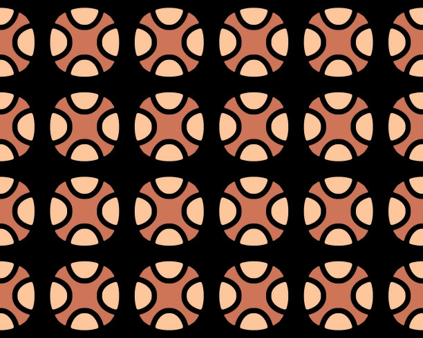 黑色背景上有蓝绿色圆圈的无缝图案图片下载