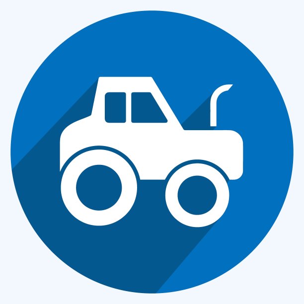 图标拖拉机。适合教育标志。长长的阴影风格。简单的设计可编辑。设计模板向量。简单的说明图片下载