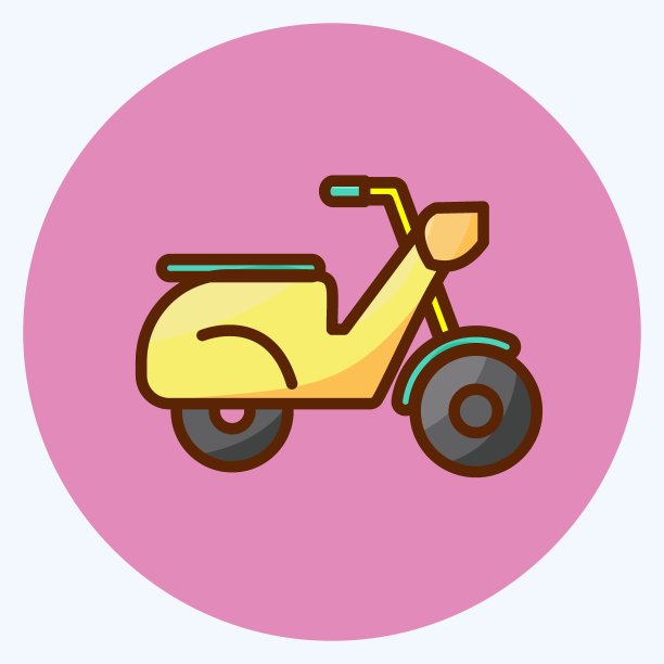 图标踏板车。适合教育标志。平的风格。简单的设计可编辑。设计模板向量。简单的说明图片下载