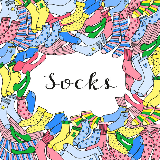 方形背景手绘袜子图片下载