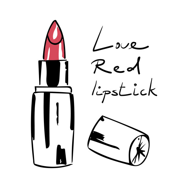 时尚的红色口红，写着爱的红色图片下载