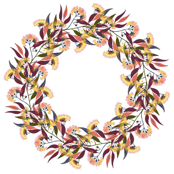 孤立设计植物可爱的花环图片下载