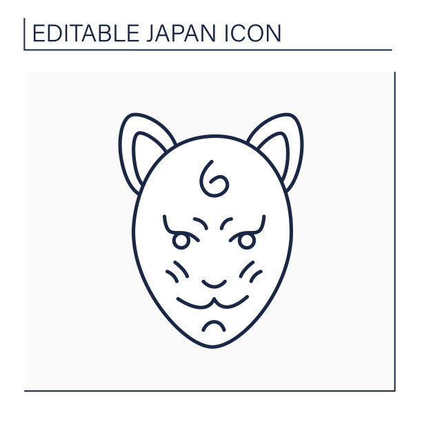 日本面具线图标图片下载