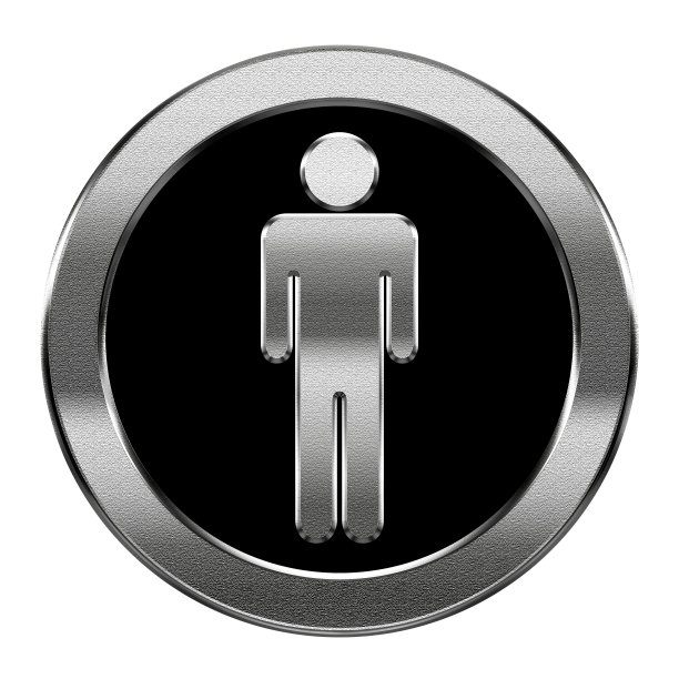 男人图标银色，孤立在白色背景。图片下载