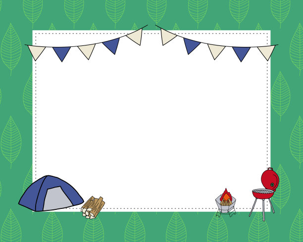 矢量插图框架露营设备和花环图片下载
