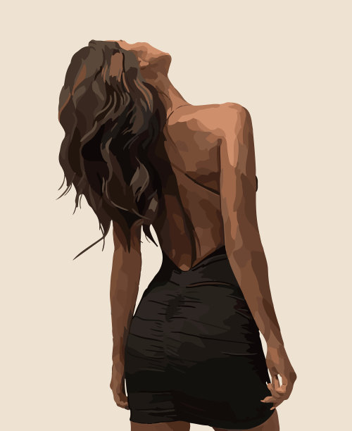 女孩穿着黑色的裙子时尚图片下载