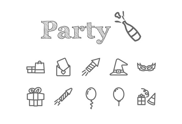 党线图标设置与气球花烛礼盒图片下载