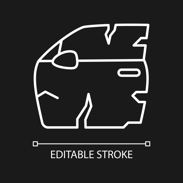 破碎的车门白色线性图标为黑暗主题图片下载