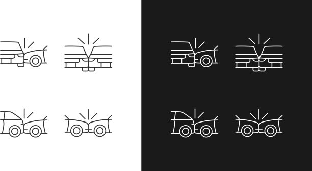 车辆碰撞线性图标设置为黑暗和图片下载