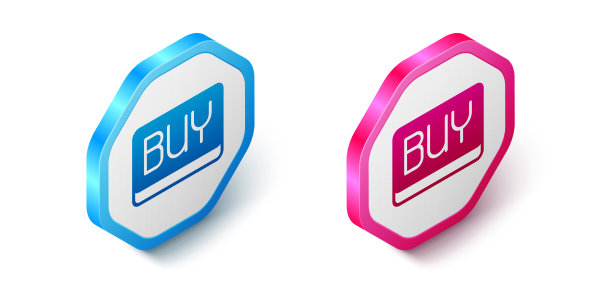 等距购买按钮图标孤立在白色图片下载