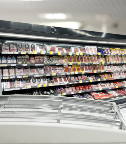 空超市，超市冰箱里的冷冻食品。图片下载
