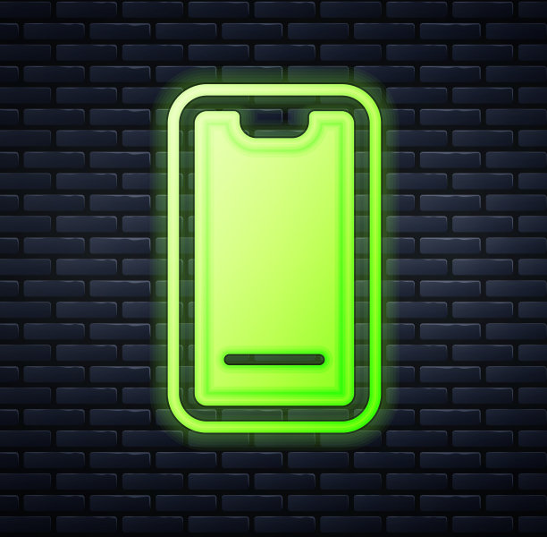 发光的霓虹灯食品订购手机图标孤立图片下载