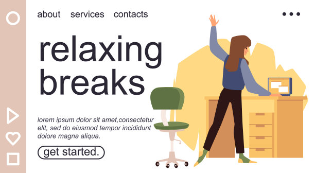 在工作场所放松休息的网站概念图片下载