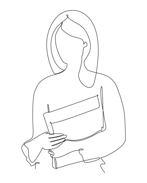 连续画线的学生女孩带来一本书图片下载