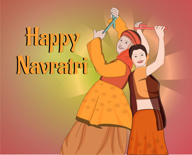 快乐的navratri - 丹迪亚加巴夫妇丹迪亚图片下载