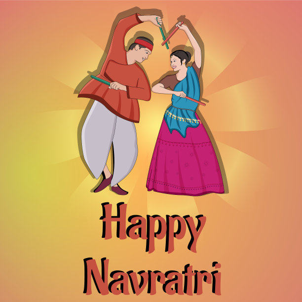 快乐的navratri - 丹迪亚加巴夫妇丹迪亚图片下载