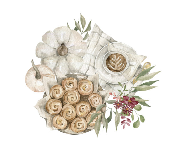 水彩秋天静物图片下载