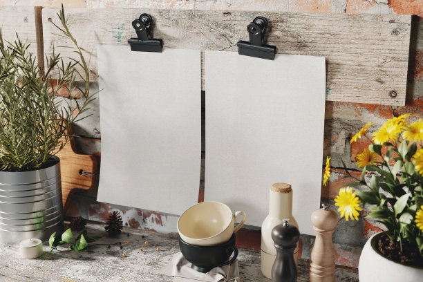 两份复古菜单上剪辑模型图片下载