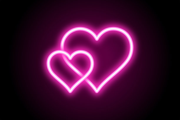 红粉爱心霓虹灯图片下载
