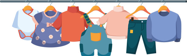孩子的衣服挂在衣架上随意的衣柜图片下载