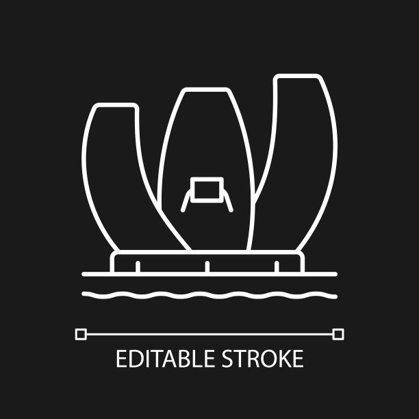 艺术科学博物馆白色线性图标为黑暗主题图片下载